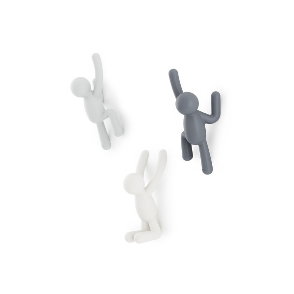 Set 3 Ganci da Parete - Buddy Hook Bianco e Grigio